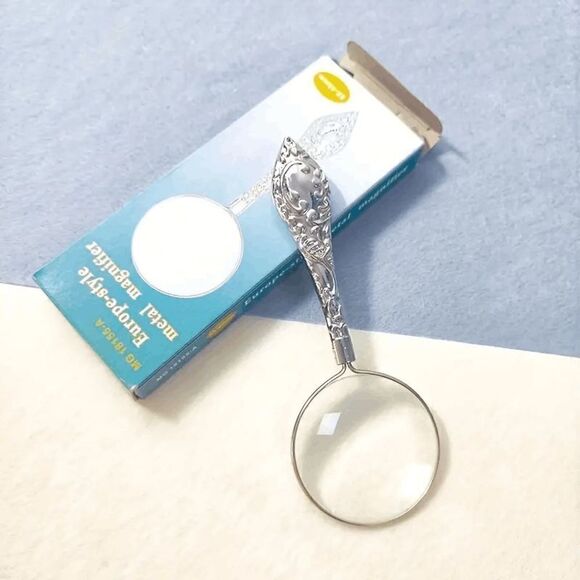 Silver Embossed Handle Magnifying Glass - Picture 2 of 4